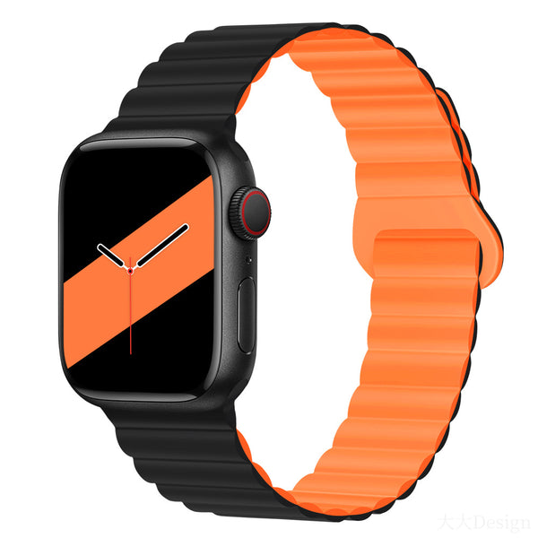 Apple Watch Magnetic Silicone Strap (38-49mm)– Loop Design | Black Orange