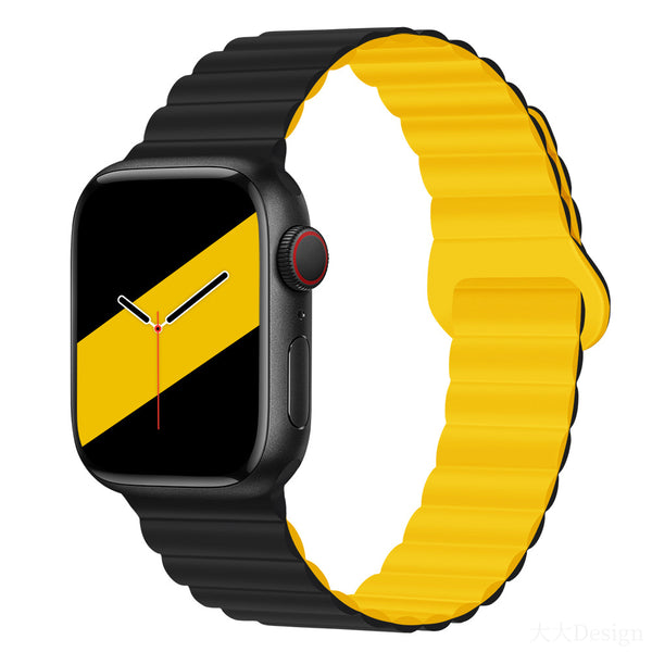 Apple Watch Magnetic Silicone Strap (38-49mm)– Loop Design | Black Yellow