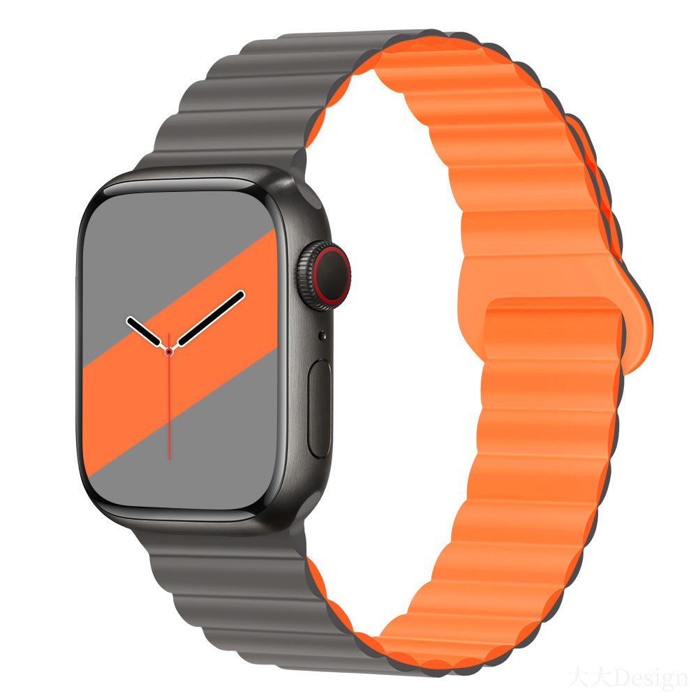 Apple Watch Magnetic Silicone Strap (38-49mm)– Loop Design | Gray Orange