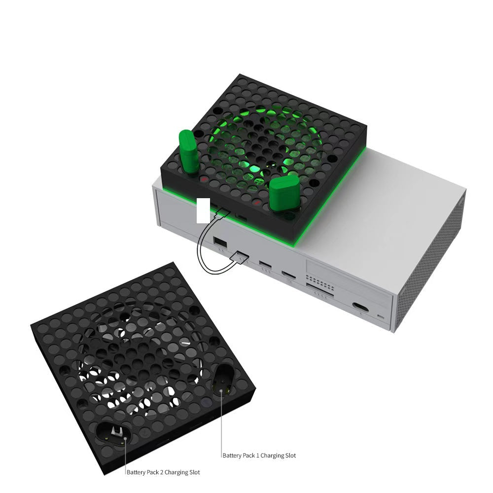 Smart Xbox Series X/S Cooling Fan Station with Rechargeable Batteries & RGB Lighting
