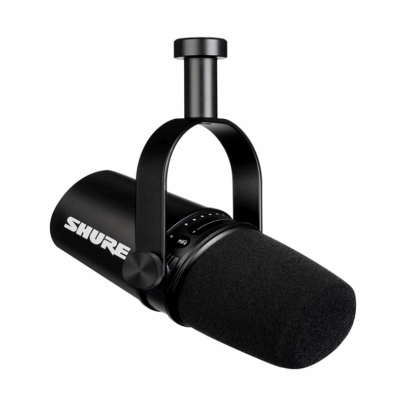 Black Shure MV7 USB Microphone - Podcasting, Streaming and Gaming - BeezSpeed