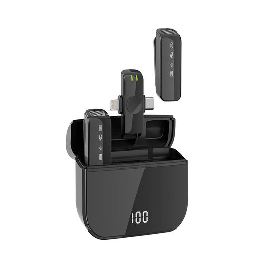Black H61 Lavalier Microphone Mini Wireless 2-in-1 - Charging Case for iPhone/Android - BeezSpeed