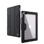 Black - NILLKIN Bumper Pro iPad 10.2 Leather Case - Slide Camera Cover & Pencil Holder - BeezSpeed