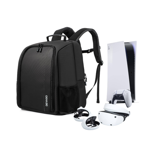 Black - PS5/VR2 Compatible Gaming Console Backpack - Large Travel Bag - BeezSpeed