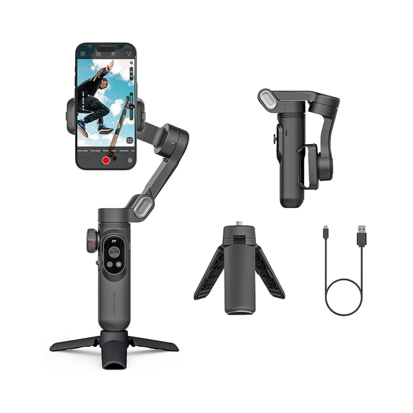 AOCHUAN Smart XPro 3-Axis Smartphone Gimbal Stabilizer with LED Light - OLED Screen - Black - BeezSpeed