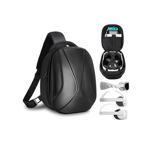Meta Quest 3 VR Carrying Case - Expandable & Ergonomic Design - Black - BeezSpeed