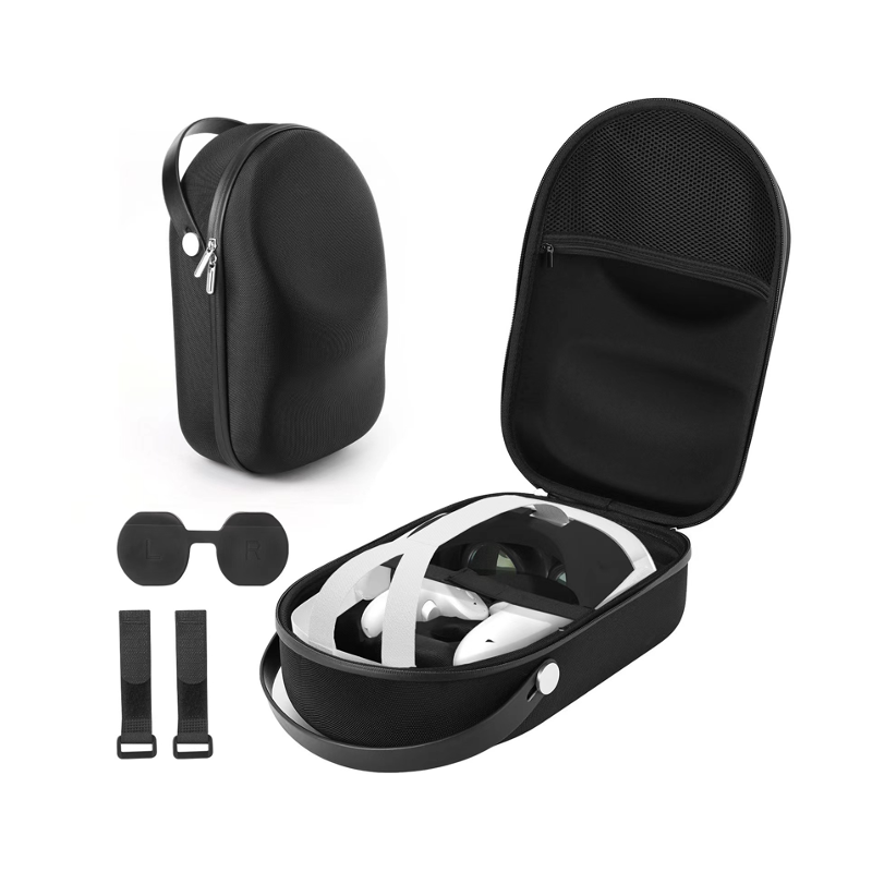 Black Meta Quest 3 VR Durable Anti-Scratch Case - Leather Handle - beezSpeed