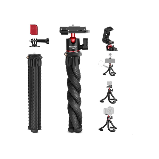 Black NEEWER T30 Mini Flexible Vlog Tripod with Remote – GoPro & iPhone Mount - BeezSpeed