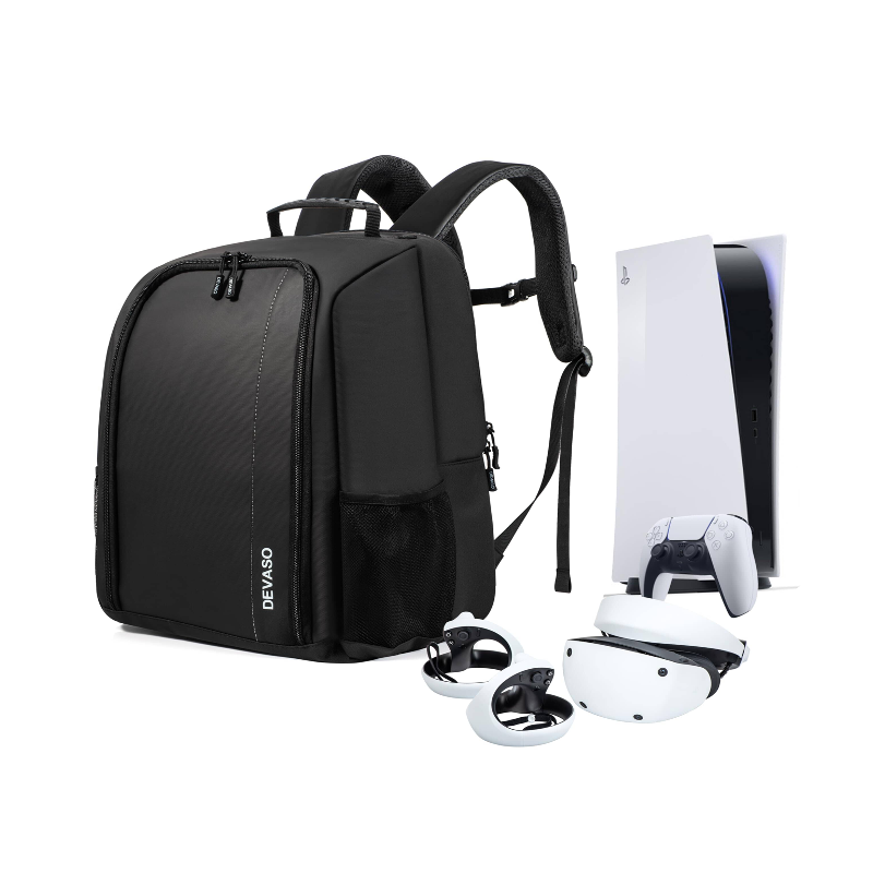Black - PS5/VR2 Compatible Gaming Console Backpack - Large Travel Bag - BeezSpeed