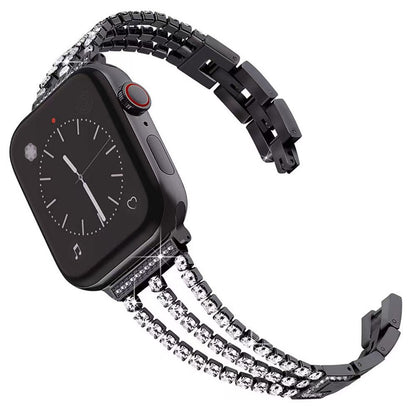 Bling Diamond Apple Watch Strap – Stainless Steel Rhinestone | Dark and Silver