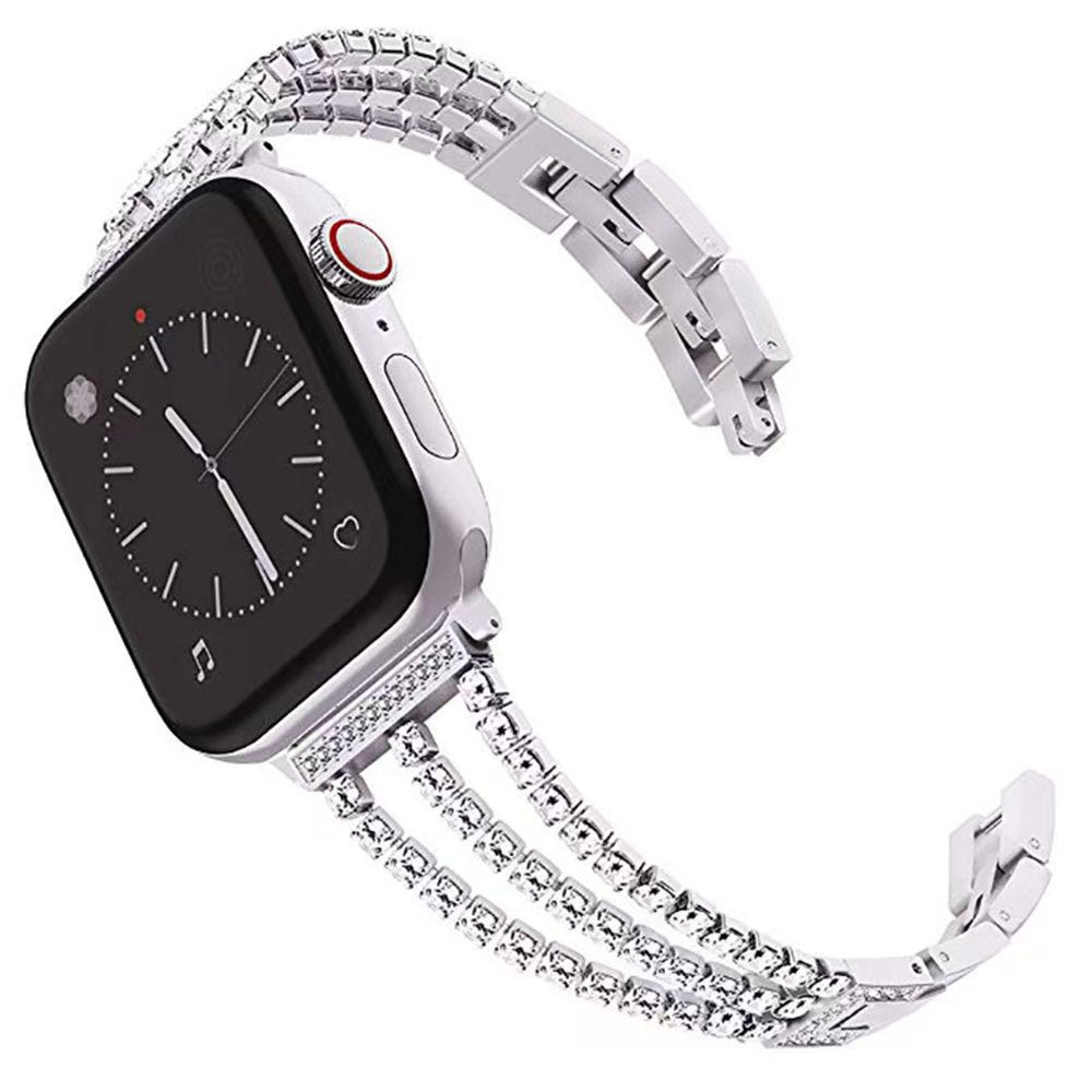 Bling Diamond Apple Watch Strap – Stainless Steel Rhinestone | Silver