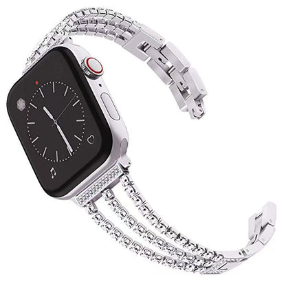 Bling Diamond Apple Watch Strap – Stainless Steel Rhinestone | Silver