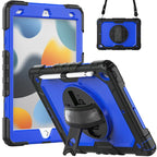 Blue Robustrion iPad 10.2" Armor Case - 360° Rotating Hand Strap - BeezSpeed