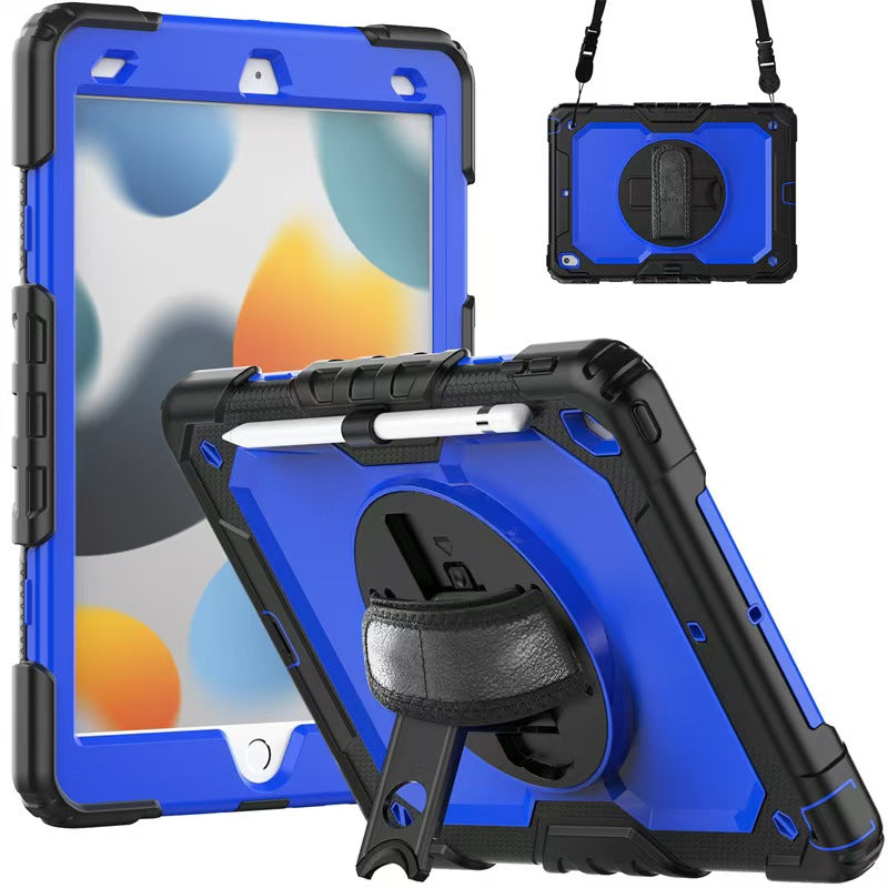 Blue Robustrion iPad 10.2" Armor Case - 360° Rotating Hand Strap - BeezSpeed