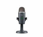 Compact and powerful Gray Yeti Nano USB microphone with high-quality sound for podcasting, gaming, and streaming.