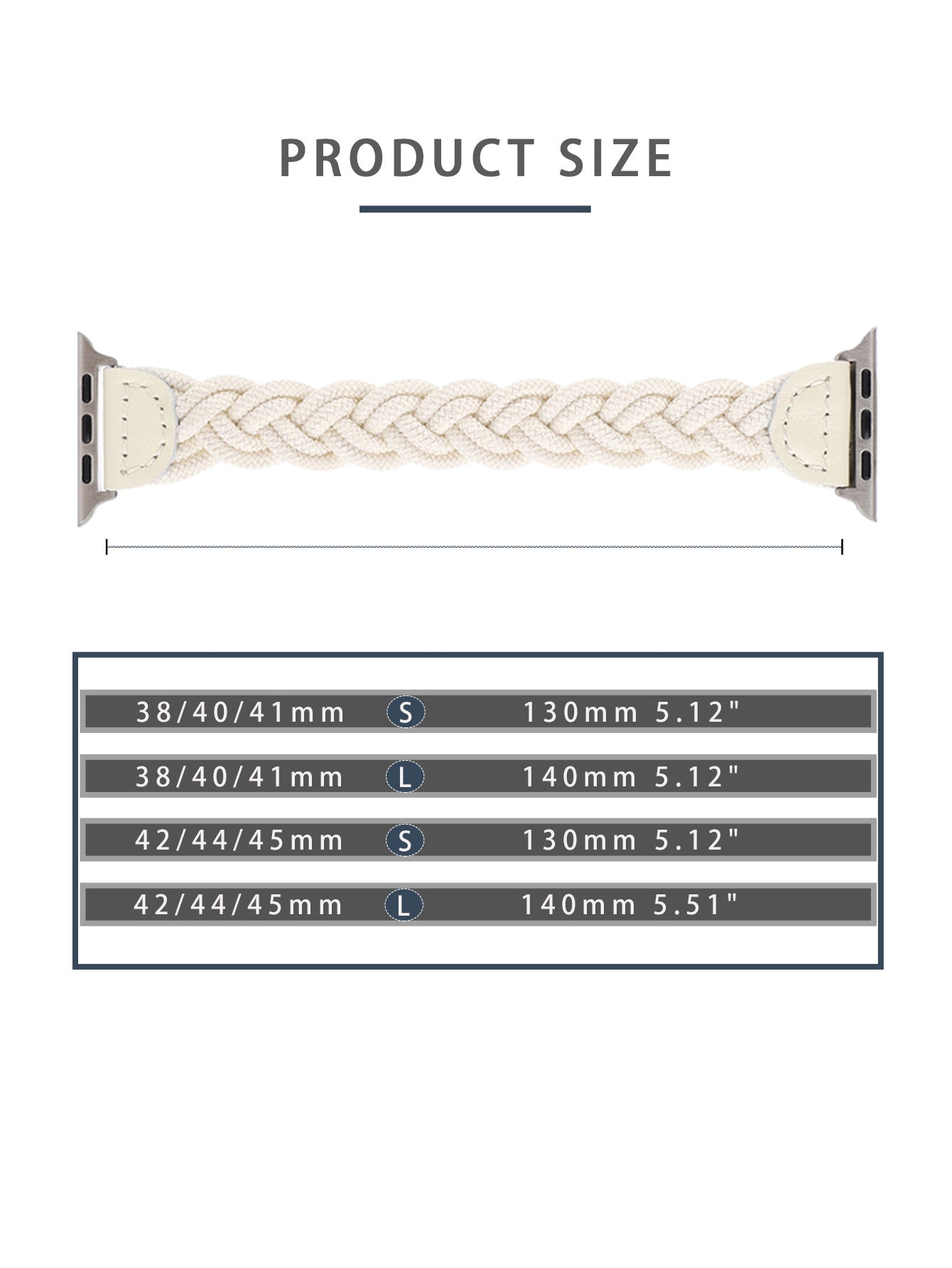 Braided Stretch Nylon Band for Apple Watch – Stretchy Double-Weave | Product Size