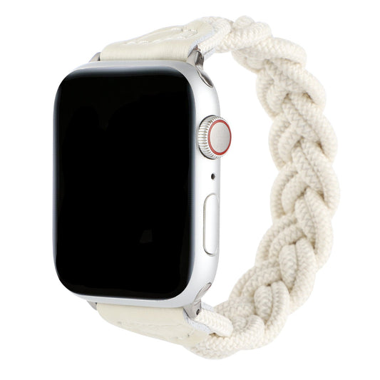 Braided Stretch Nylon Band for Apple Watch – Stretchy Double-Weave | White