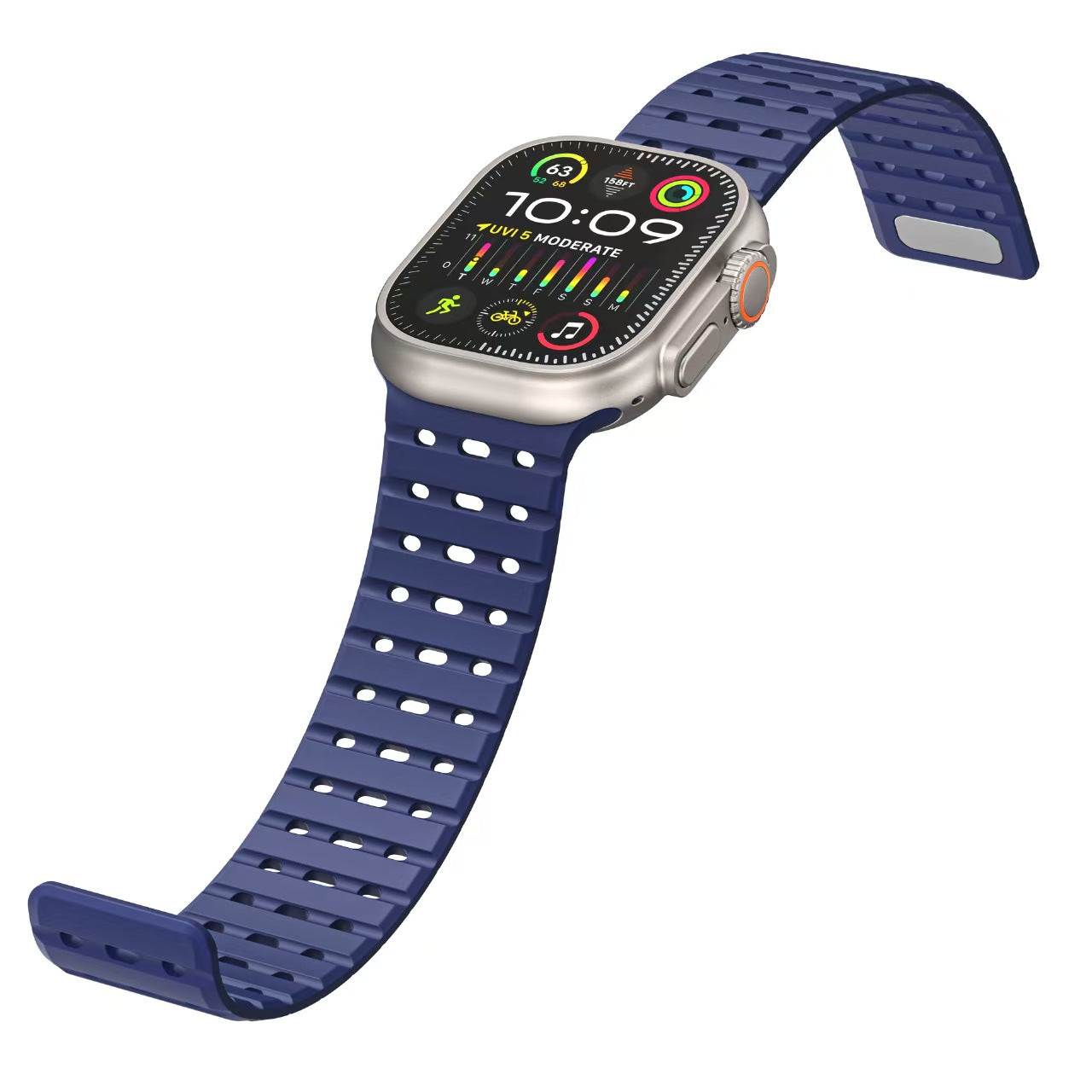 Breathable Magnetic Silicone Strap for Apple Watch Ultra & Series 1–9 |  Blue