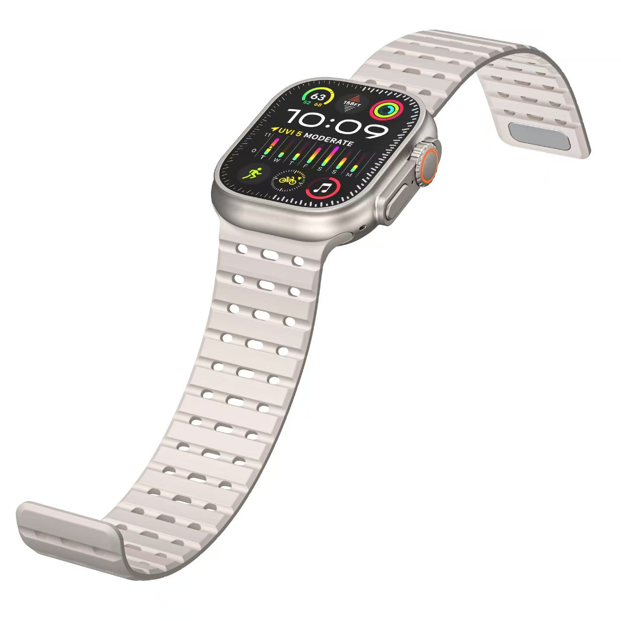 Breathable Magnetic Silicone Strap for Apple Watch Ultra & Series 1–9 |  White