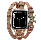 Butterfly Design PU Leather Strap for Apple Watch – Retro Replacement | Beige