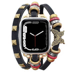 Butterfly Design PU Leather Strap for Apple Watch – Retro Replacement | Black
