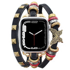 Butterfly Design PU Leather Strap for Apple Watch – Retro Replacement | Black