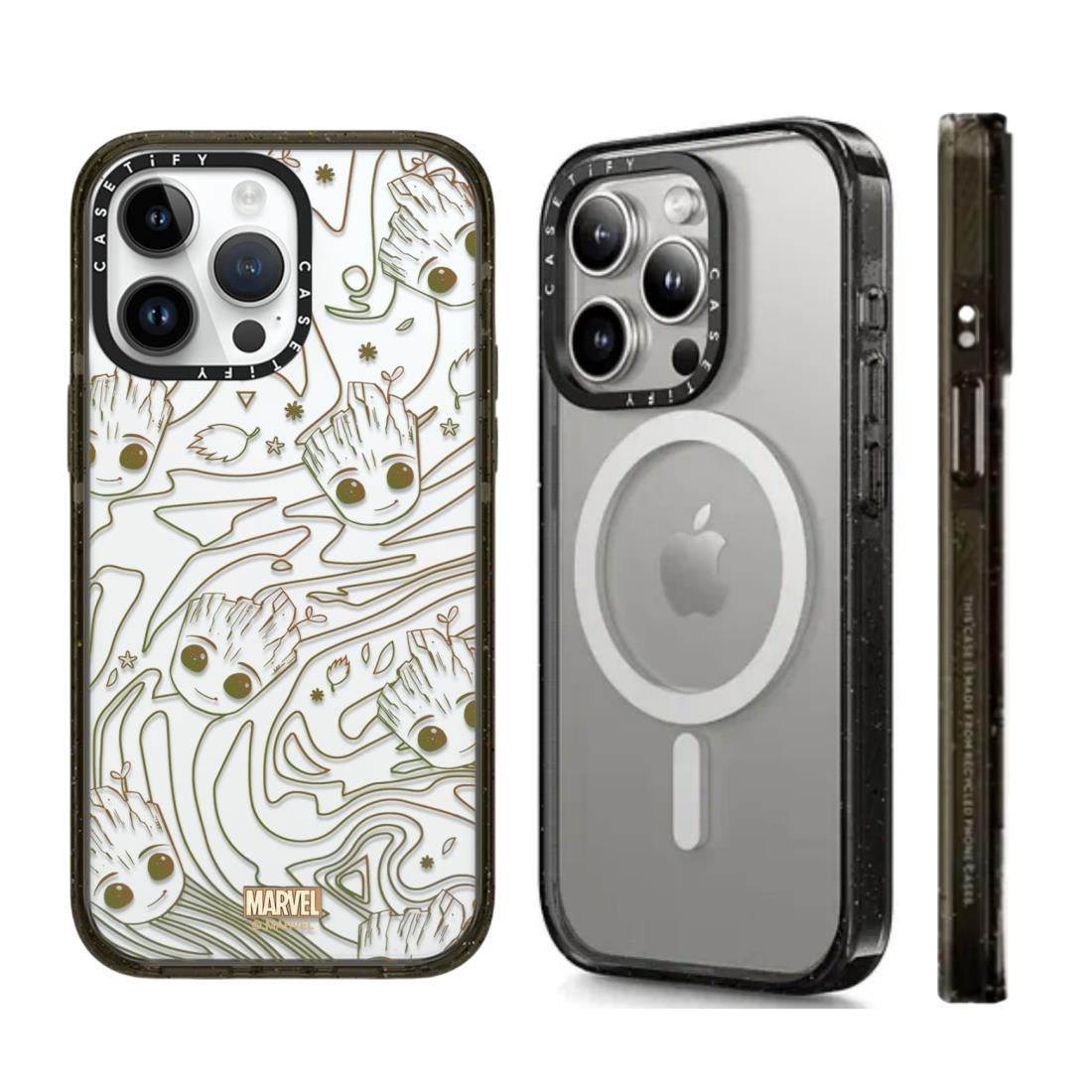 CASETiFY Groot iPhone Case – Shockproof & MagSafe Compatible Marvel Design | Line Art Groot Acrylic