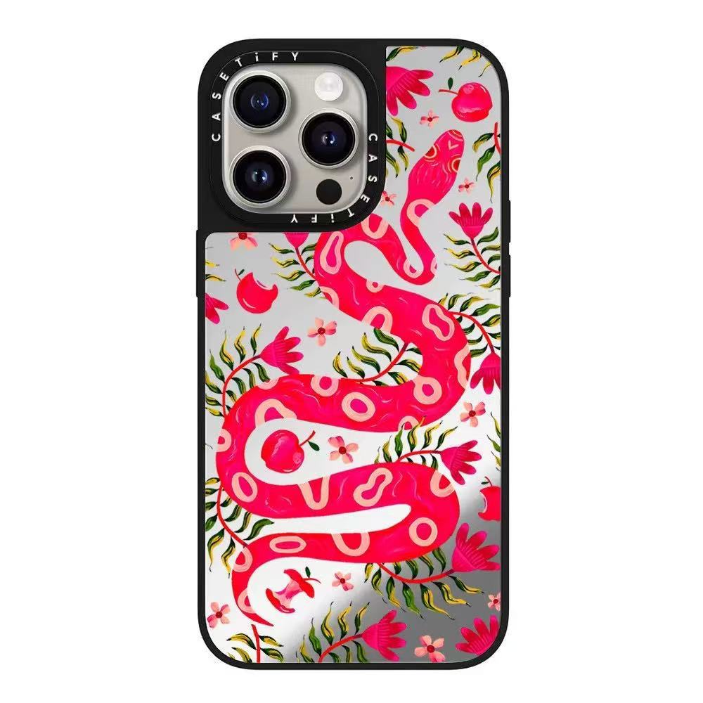 CASETiFY Eden Serpent iPhone Case – Limited Collab for iPhone 14-16 Series | Eden Serpent Black Frame & Silver Mirror