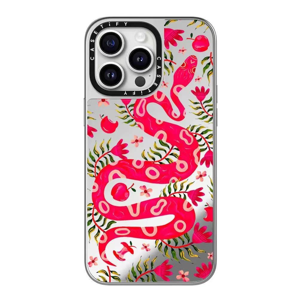 CASETiFY Eden Serpent iPhone Case – Limited Collab for iPhone 14-16 Series | Eden Serpent Silver Frame & Silver Mirror