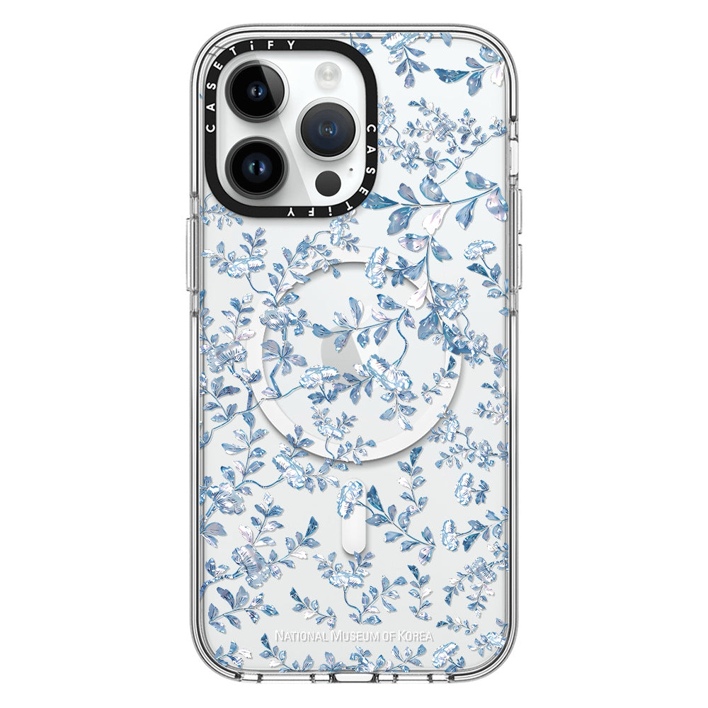 CASETiFY Flower Prints Case for iPhone 13–16 Series | Blue Pearl Floral