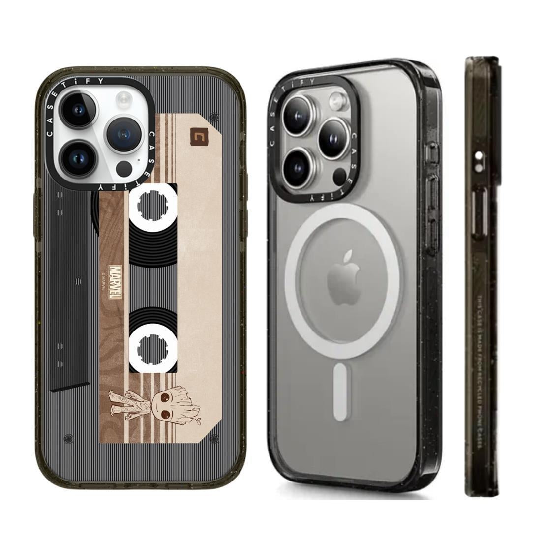 CASETiFY Groot iPhone Case – Shockproof & MagSafe Compatible Marvel Design | Cassette Tape Groot Acrylic