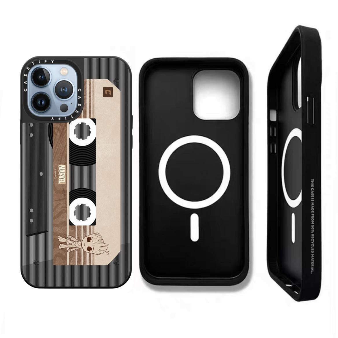 CASETiFY Groot iPhone Case – Shockproof & MagSafe Compatible Marvel Design | Cassette Tape Groot Mirror