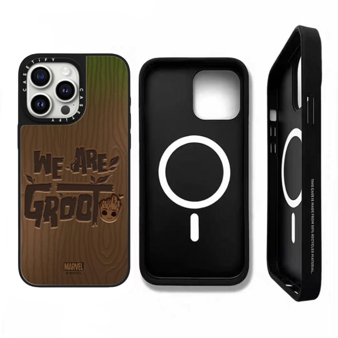 CASETiFY Groot iPhone Case – Shockproof & MagSafe Compatible Marvel Design | Text Groot Mirror