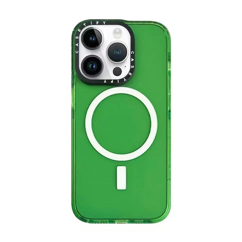 CASETiFy iPhone 13-16 Transparent Carbon Fiber Shockproof | MagSafe | Green