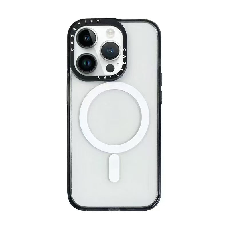 CASETiFy iPhone 13-16 Transparent Carbon Fiber Shockproof | MagSafe | White Dark Silver