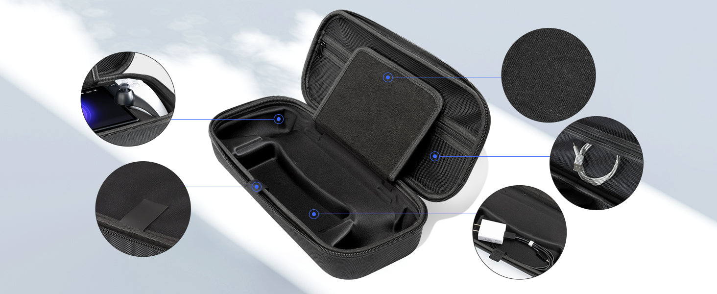 PlayStation 5 Portal Remote Player carrying case with EVA material, offering solid protection and easy portability.