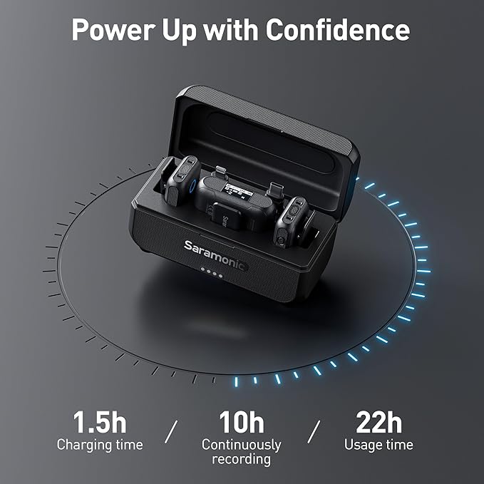 Charging 1.5H 22H Usage time 2 Saramonic BLINK500B2 Wireless Lavalier Mic - 20Hrs Battery Life - BeezSpeed