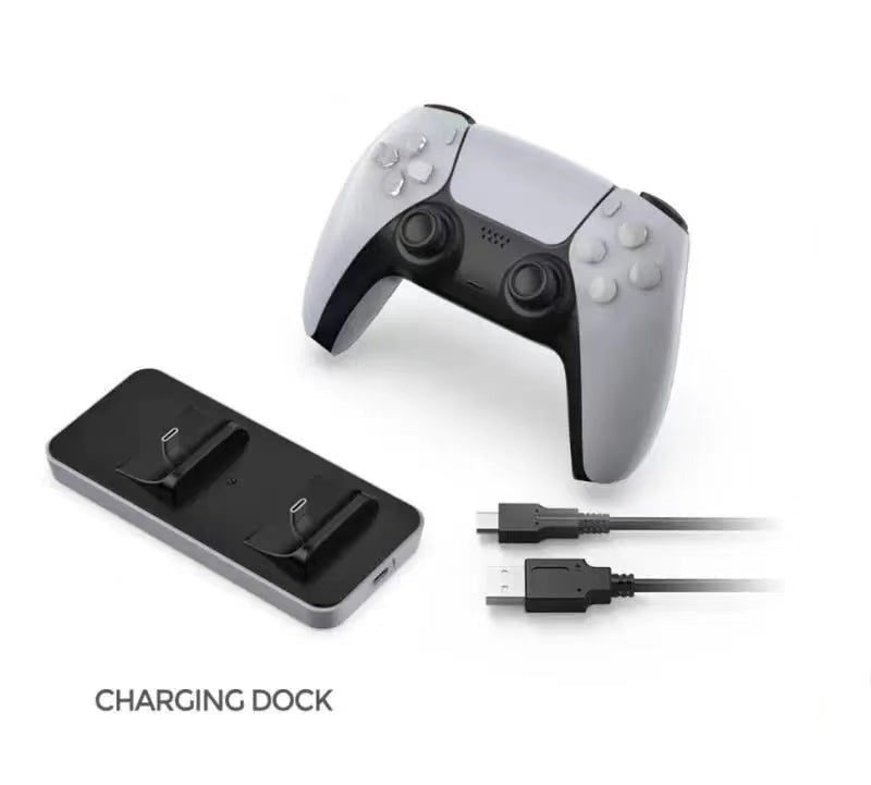 PS5 controller charging station with Type-C charging ports and LED indicators