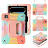 Durable silicone and PC protective case for iPad with 360° rotating kickstand and detachable nylon strap for portability