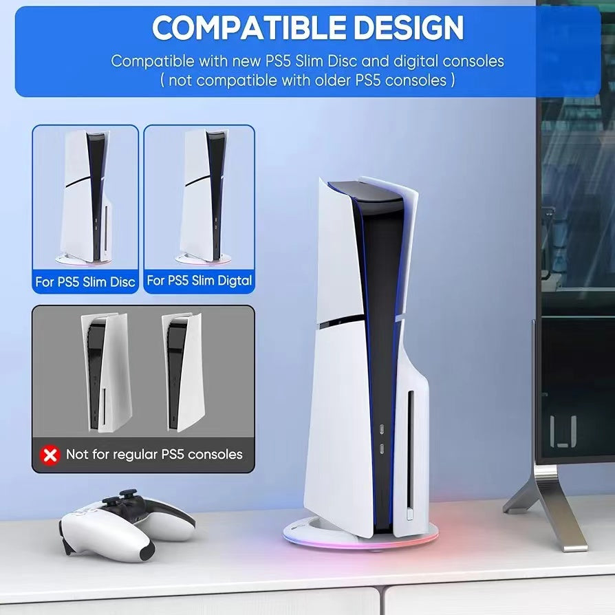 RGB Vertical Stand for PlayStation 5 Slim Disc & Digital Editions Compatible Design 