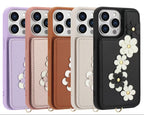 Crossbody Flower Leather iPhone Case with Cardholder & Detachable Lanyard | Collection
