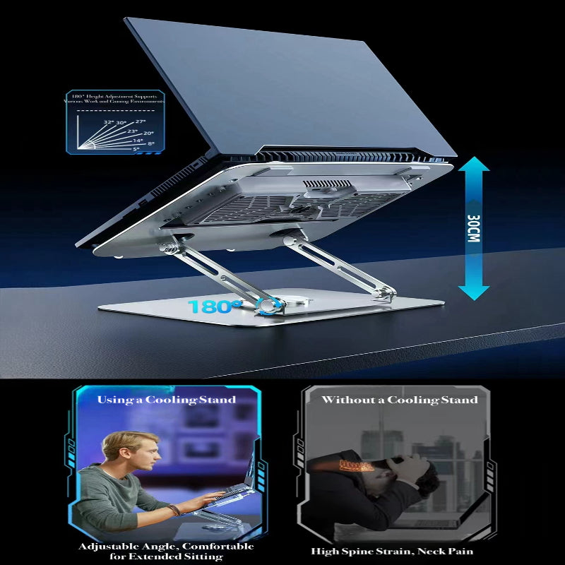 D21 dual-core laptop cooler with adjustable tablet support, ideal for keeping devices cool during heavy use
