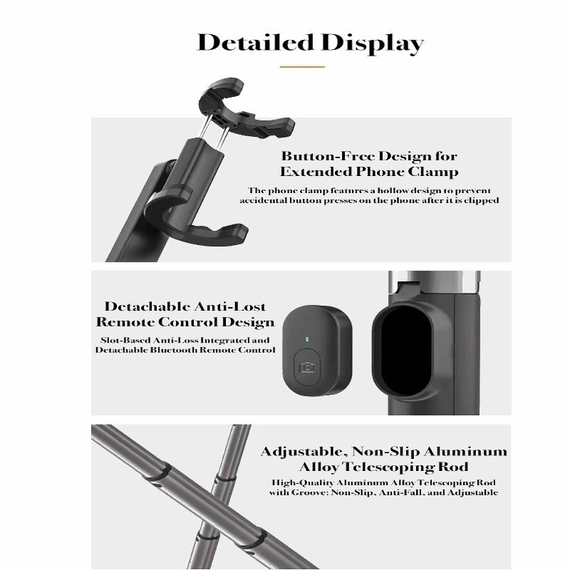 Selfie Stick Pro360 with 800mm Telescoping Length, Bluetooth Remote, and Tripod Stand