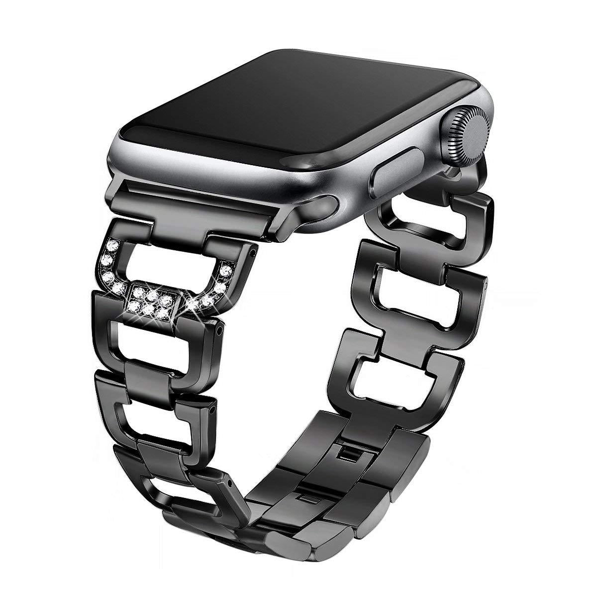 Diamond Bling Stainless Steel Band for Apple Watch | Black