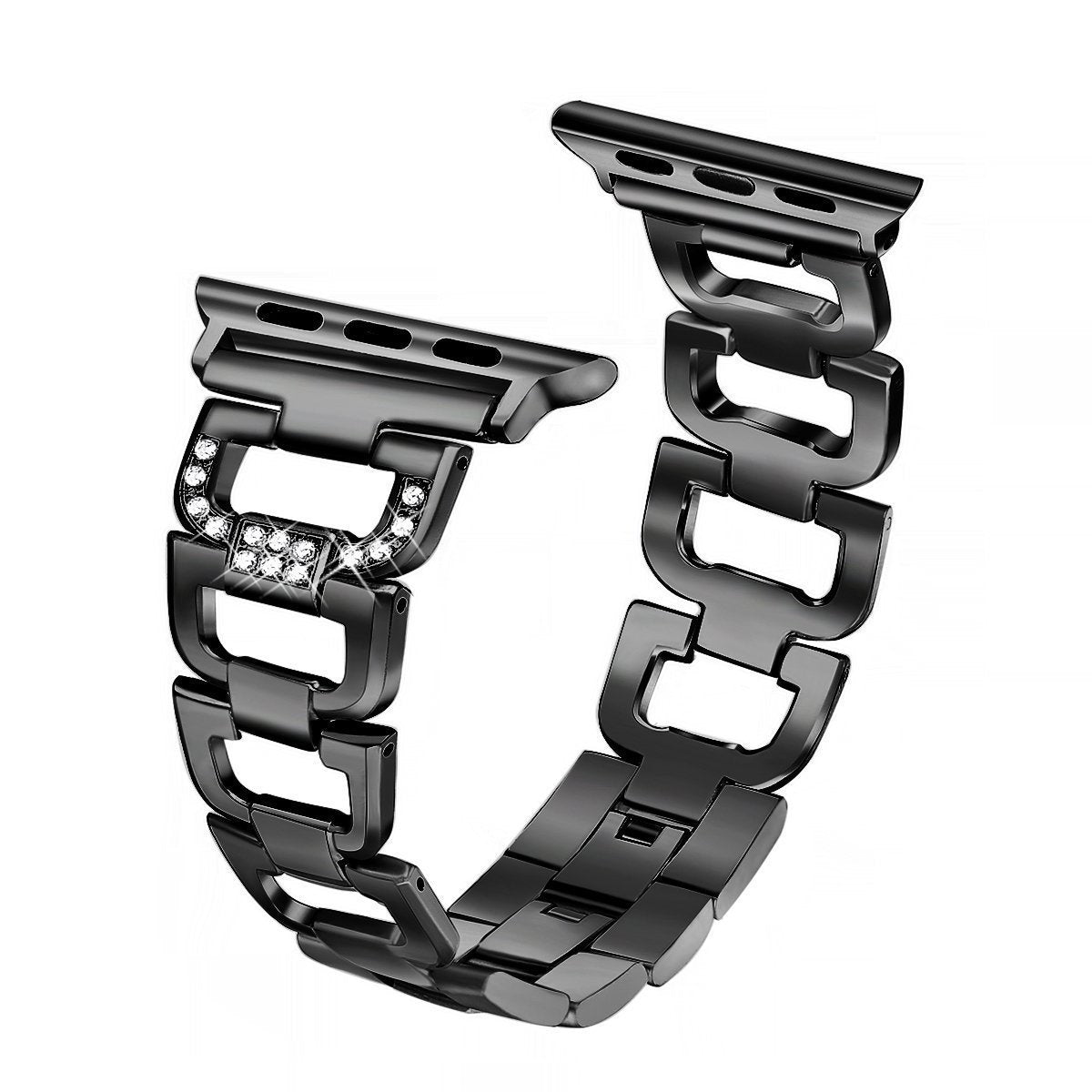 Diamond Bling Stainless Steel Band for Apple Watch | Display Black