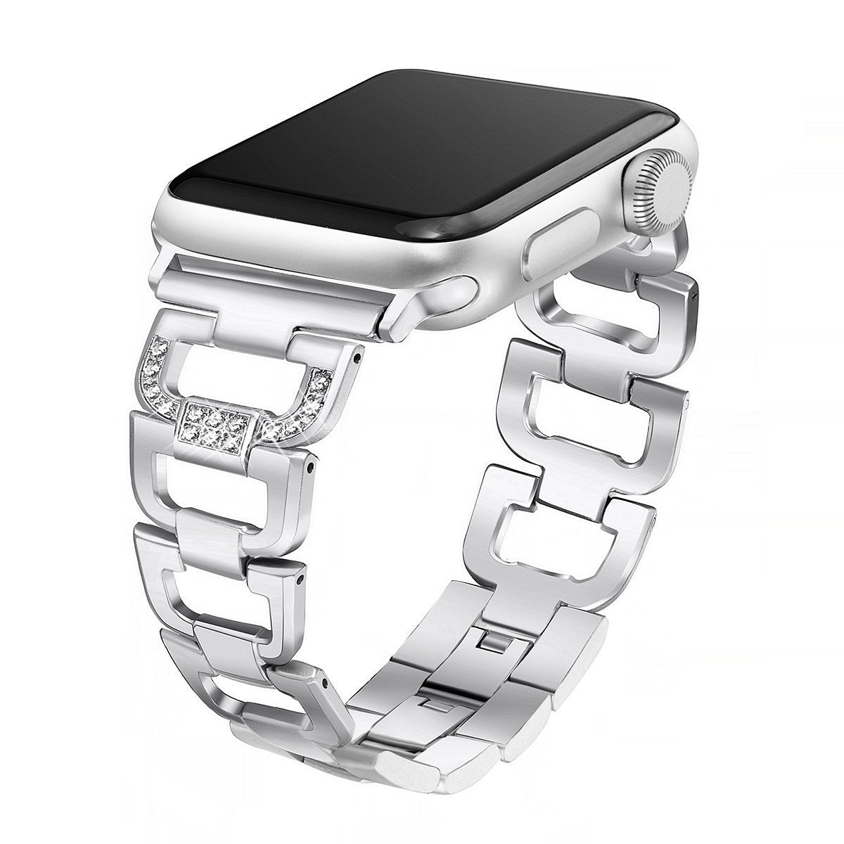 Diamond Bling Stainless Steel Band for Apple Watch | Silver