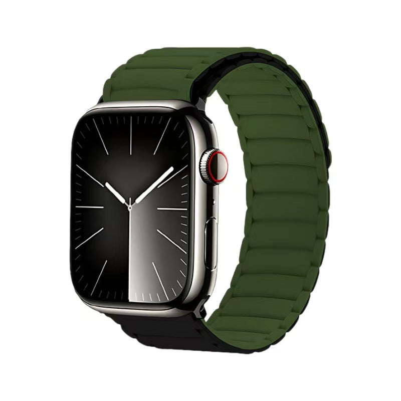 Double Color Magnetic Apple Watch Band – Soft Silicone Sport Strap | Green