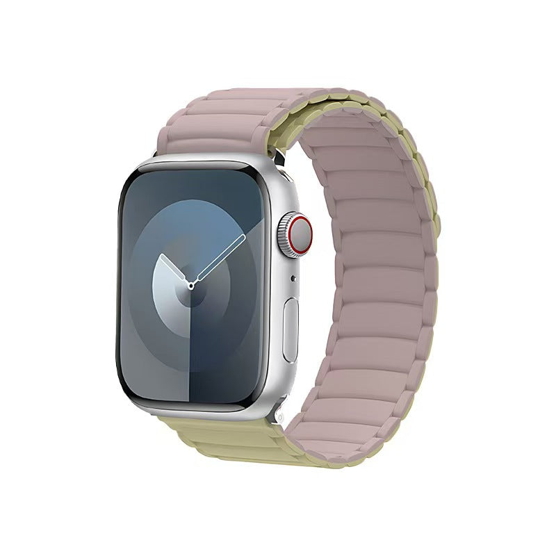 Double Color Magnetic Apple Watch Band – Soft Silicone Sport Strap | Khaki