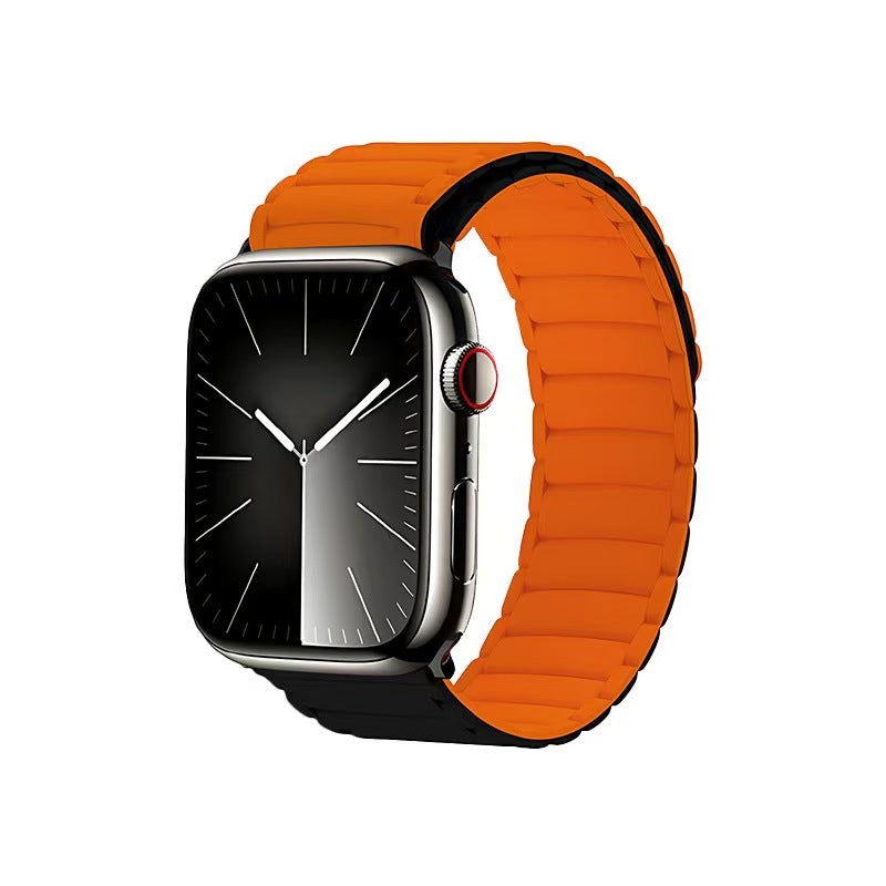 Double Color Magnetic Apple Watch Band – Soft Silicone Sport Strap | Orange