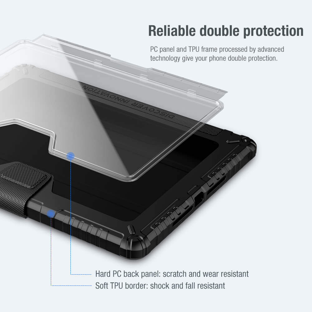 Double Protectio NILLKIN Bumper Pro iPad 10.2 Leather Case - Slide Camera Cover & Pencil Holder - BeezSpeed